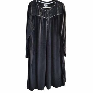 Aria Sleepwear Collection Black 2X Long Sleeve Nightgown NWT